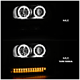 111127 Driver and Passenger Side Halogen Headlight, With bulb(s), Clear Lens, Black Interior, Halo Projector Series