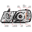 2003 Lexus LX470 Base 8 Cyl 4.7L - Driver and Passenger Side Halogen Headlight, With bulb(s), Ccfl; Does Not Fit Models With Factory Hid Bulbs, Clear Lens, Chrome Interior, Halo Projector Series