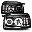 2003 Nissan Frontier - Driver and Passenger Side Halogen Headlight, With bulb(s), Ccfl, Clear Lens, Black Interior, Halo Projector Series