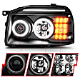 2003 Nissan Frontier - Driver and Passenger Side Halogen Headlight, With bulb(s), Ccfl, Clear Lens, Black Interior, Halo Projector Series