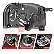 2003 Nissan Frontier - Driver and Passenger Side Halogen Headlight, With bulb(s), Ccfl, Clear Lens, Black Interior, Halo Projector Series