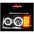 2003 Nissan Frontier - Driver and Passenger Side Halogen Headlight, With bulb(s), Ccfl, Clear Lens, Black Interior, Halo Projector Series