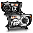 111174 Driver and Passenger Side Halogen Headlight, With bulb(s), Clear Lens, Black Interior, Halo Projector Series