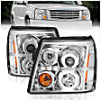 111176 Driver and Passenger Side HID/Xenon Headlight, Without bulb(s), Clear Lens, Chrome Interior, Halo Projector Series