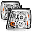111176 Driver and Passenger Side HID/Xenon Headlight, Without bulb(s), Clear Lens, Chrome Interior, Halo Projector Series