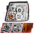 111176 Driver and Passenger Side HID/Xenon Headlight, Without bulb(s), Clear Lens, Chrome Interior, Halo Projector Series