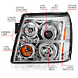 111176 Driver and Passenger Side HID/Xenon Headlight, Without bulb(s), Clear Lens, Chrome Interior, Halo Projector Series