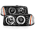 2001 GMC Yukon - Driver and Passenger Side Halogen Headlight, With bulb(s), Clear Lens, Black Interior, Halo Projector Series