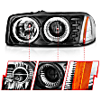 2001 GMC Yukon - Driver and Passenger Side Halogen Headlight, With bulb(s), Clear Lens, Black Interior, Halo Projector Series