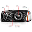 2001 GMC Yukon - Driver and Passenger Side Halogen Headlight, With bulb(s), Clear Lens, Black Interior, Halo Projector Series