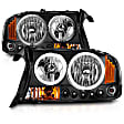 111194 Driver and Passenger Side Halogen Headlight, With bulb(s), Clear Lens, Black Interior, Halo Projector Series