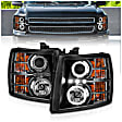 111200 Driver and Passenger Side Halogen Headlight, With bulb(s), Clear Lens, Black Interior, Projector Series