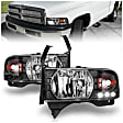 1999 Dodge Ram 3500 - Driver and Passenger Side Halogen Headlight, With bulb(s), With 1 Pc. Led, Clear Lens, Black Interior, Crystal Series