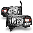 1999 Dodge Ram 3500 - Driver and Passenger Side Halogen Headlight, With bulb(s), With 1 Pc. Led, Clear Lens, Black Interior, Crystal Series