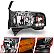 1999 Dodge Ram 3500 - Driver and Passenger Side Halogen Headlight, With bulb(s), With 1 Pc. Led, Clear Lens, Black Interior, Crystal Series