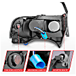 1999 Dodge Ram 3500 - Driver and Passenger Side Halogen Headlight, With bulb(s), With 1 Pc. Led, Clear Lens, Black Interior, Crystal Series