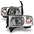 111206 Driver and Passenger Side Halogen Headlight, With bulb(s), Clear Lens, Chrome Interior, Crystal Series