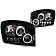 111209 Driver and Passenger Side Halogen Headlight, With bulb(s), Clear Lens, Black Interior, Halo Projector Series