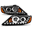 111248 Driver and Passenger Side Halogen Headlight, With bulb(s), Clear Lens, Black Interior, Halo Projector Series
