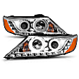 111249 Driver and Passenger Side Halogen Headlight, With bulb(s), Clear Lens, Chrome Interior, Halo Projector Series