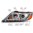 111249 Driver and Passenger Side Halogen Headlight, With bulb(s), Clear Lens, Chrome Interior, Halo Projector Series