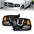 111270 Driver and Passenger Side Halogen Headlight, With bulb(s), Clear Lens, Black Interior, U-Bar Projector Series