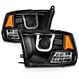 111270 Driver and Passenger Side Halogen Headlight, With bulb(s), Clear Lens, Black Interior, U-Bar Projector Series