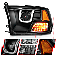 111270 Driver and Passenger Side Halogen Headlight, With bulb(s), Clear Lens, Black Interior, U-Bar Projector Series