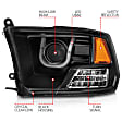 111270 Driver and Passenger Side Halogen Headlight, With bulb(s), Clear Lens, Black Interior, U-Bar Projector Series