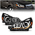 111285 Driver and Passenger Side Halogen Headlight, With bulb(s), Clear Lens, Black Interior, U-Bar Projector Series