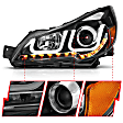 111285 Driver and Passenger Side Halogen Headlight, With bulb(s), Clear Lens, Black Interior, U-Bar Projector Series
