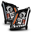 2010 Cadillac SRX - Driver and Passenger Side Halogen Headlight, With bulb(s), With Plank Style Design; Does Not Fit Models With Factory Hid Bulbs, Clear Lens, Black Interior, Projector Series
