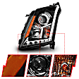 2010 Cadillac SRX - Driver and Passenger Side Halogen Headlight, With bulb(s), With Plank Style Design; Does Not Fit Models With Factory Hid Bulbs, Clear Lens, Black Interior, Projector Series