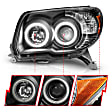 111320 Driver and Passenger Side Halogen Headlight, Without bulb(s), Clear Lens, Black Interior, Halo Projector Series