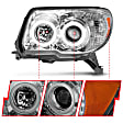 2007 Toyota 4Runner - Driver and Passenger Side Halogen Headlight, Without bulb(s), With U-Bar; Does Not Include Bulbs, Clear Lens, Chrome Interior, Halo Projector Series