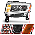 111328 Driver and Passenger Side Halogen Headlight, With bulb(s), Clear Lens, Chrome Interior, U-Bar Projector Series