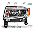 111328 Driver and Passenger Side Halogen Headlight, With bulb(s), Clear Lens, Chrome Interior, U-Bar Projector Series