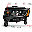 2015 Jeep Grand Cherokee - Driver and Passenger Side Halogen Headlight, With bulb(s), With Plank Style Design; Does Not Fit Models With Factory Hid Bulbs, Clear Lens, Black Interior, Projector Series