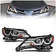 111332 Driver and Passenger Side Halogen Headlight, With bulb(s), Clear Lens, Black Interior, U-Bar Projector Series
