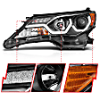 111332 Driver and Passenger Side Halogen Headlight, With bulb(s), Clear Lens, Black Interior, U-Bar Projector Series