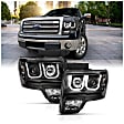 111351 Driver and Passenger Side Headlight, Without bulb(s), HID/Xenon - Clear Lens Black Interior, Projector, CCFL U-Bar Halo
