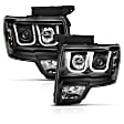111351 Driver and Passenger Side Headlight, Without bulb(s), HID/Xenon - Clear Lens Black Interior, Projector, CCFL U-Bar Halo