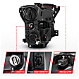 111357 Driver and Passenger Side Halogen Headlight, With bulb(s) - Clear Lens Black Interior, Projector, Switchback LED Light Bar