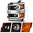 111359 Driver and Passenger Side Halogen Headlight, With bulb(s), Clear Lens, Black Interior, U-Bar Projector Series