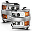 111360 Driver and Passenger Side Halogen Headlight, With bulb(s), Clear Lens, Chrome Interior, Projector Series