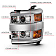 111360 Driver and Passenger Side Halogen Headlight, With bulb(s), Clear Lens, Chrome Interior, Projector Series