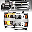 111366 Driver and Passenger Side Halogen Headlight, With bulb(s), Clear Lens, Chrome Interior, Projector Series