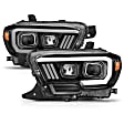 111377 Driver and Passenger Side Halogen Headlight, With bulb(s), Clear Lens, Black Interior, Projector Series
