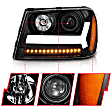 111390 Driver and Passenger Side Halogen Headlight, With bulb(s), Clear Lens, Black Interior, Projector Series