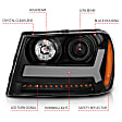 111390 Driver and Passenger Side Halogen Headlight, With bulb(s), Clear Lens, Black Interior, Projector Series